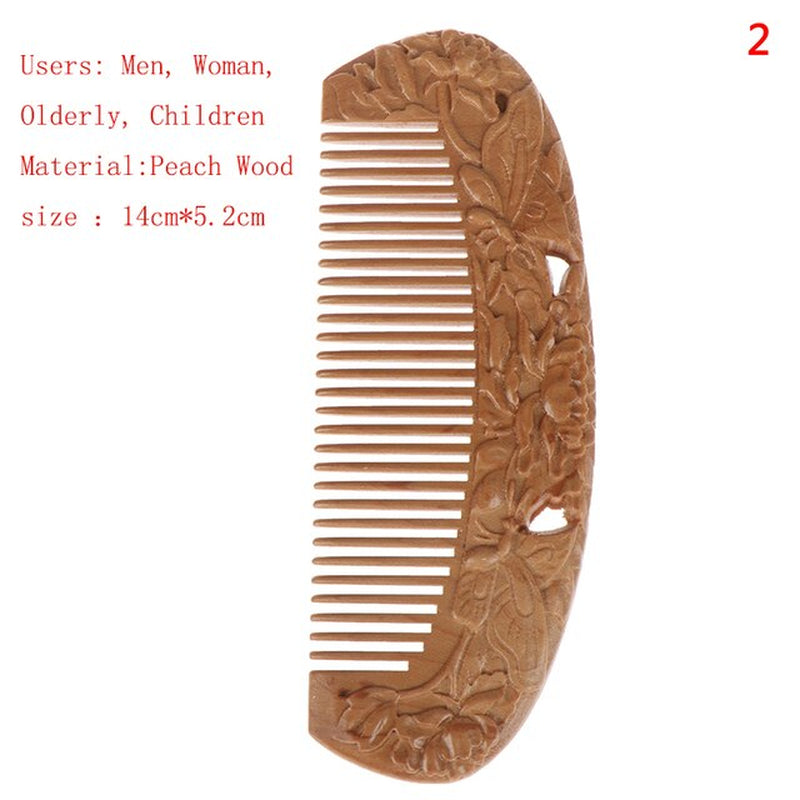 "Revitalize Your Hair with Our Natural Ebony Anti-Static Massage Comb - Portable, Wide-Toothed, and Made from Solid Wood!"