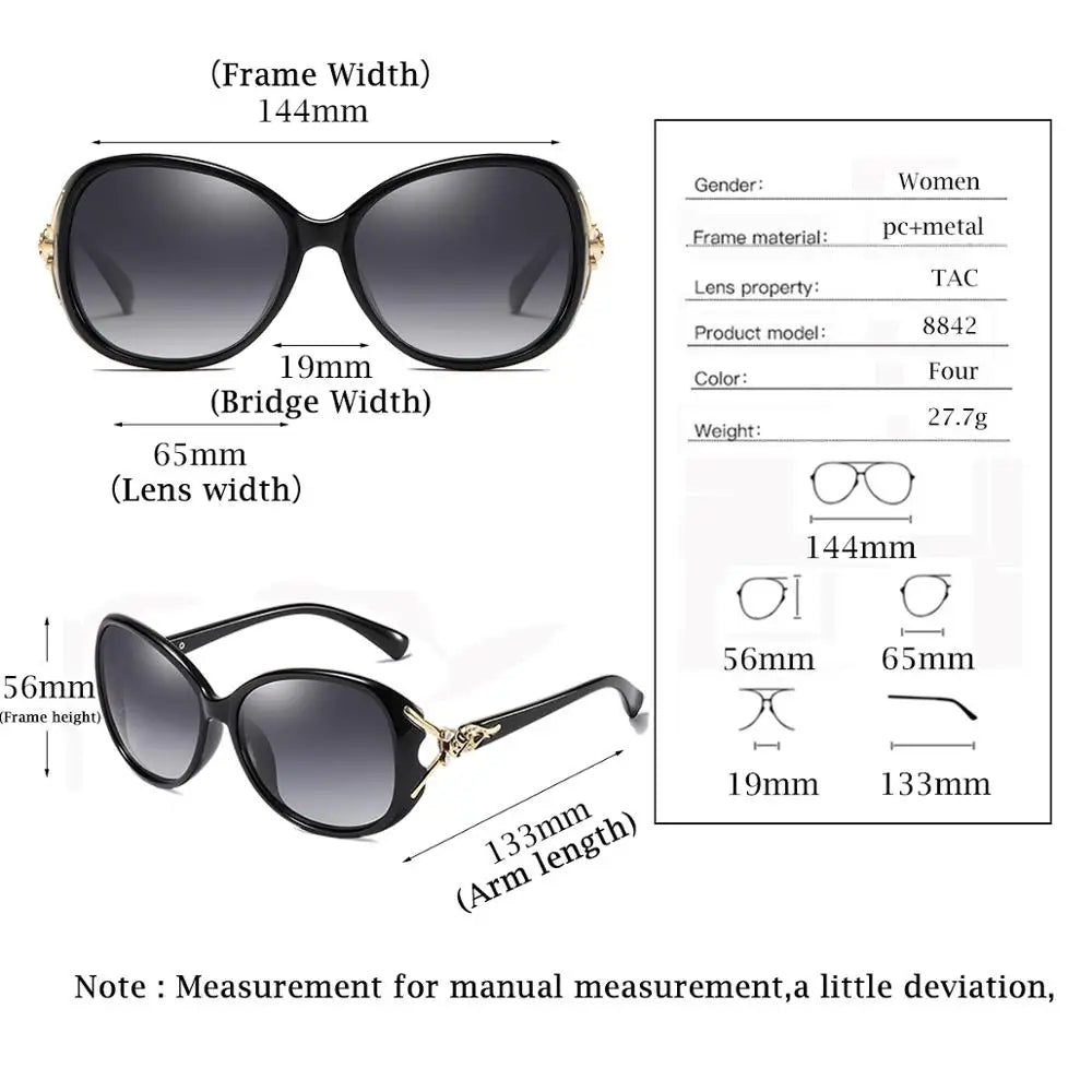 Polarized Women'S Sunglasses Fashion Brand Butterfly Sun Glasses UV400 Mirror Anti-Glare Eyewear Accessories 8842