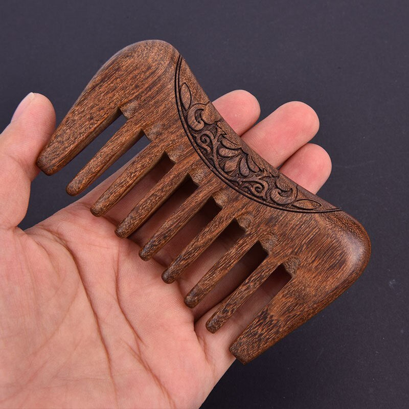 "Revitalize Your Hair with Our Natural Ebony Anti-Static Massage Comb - Portable, Wide-Toothed, and Made from Solid Wood!"